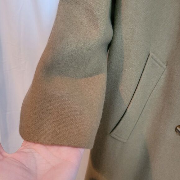 Stephanie Mathews VTG Long Wool Pea Coat Camel Brown Professional Women's Sz 10 - Picture 7 of 14